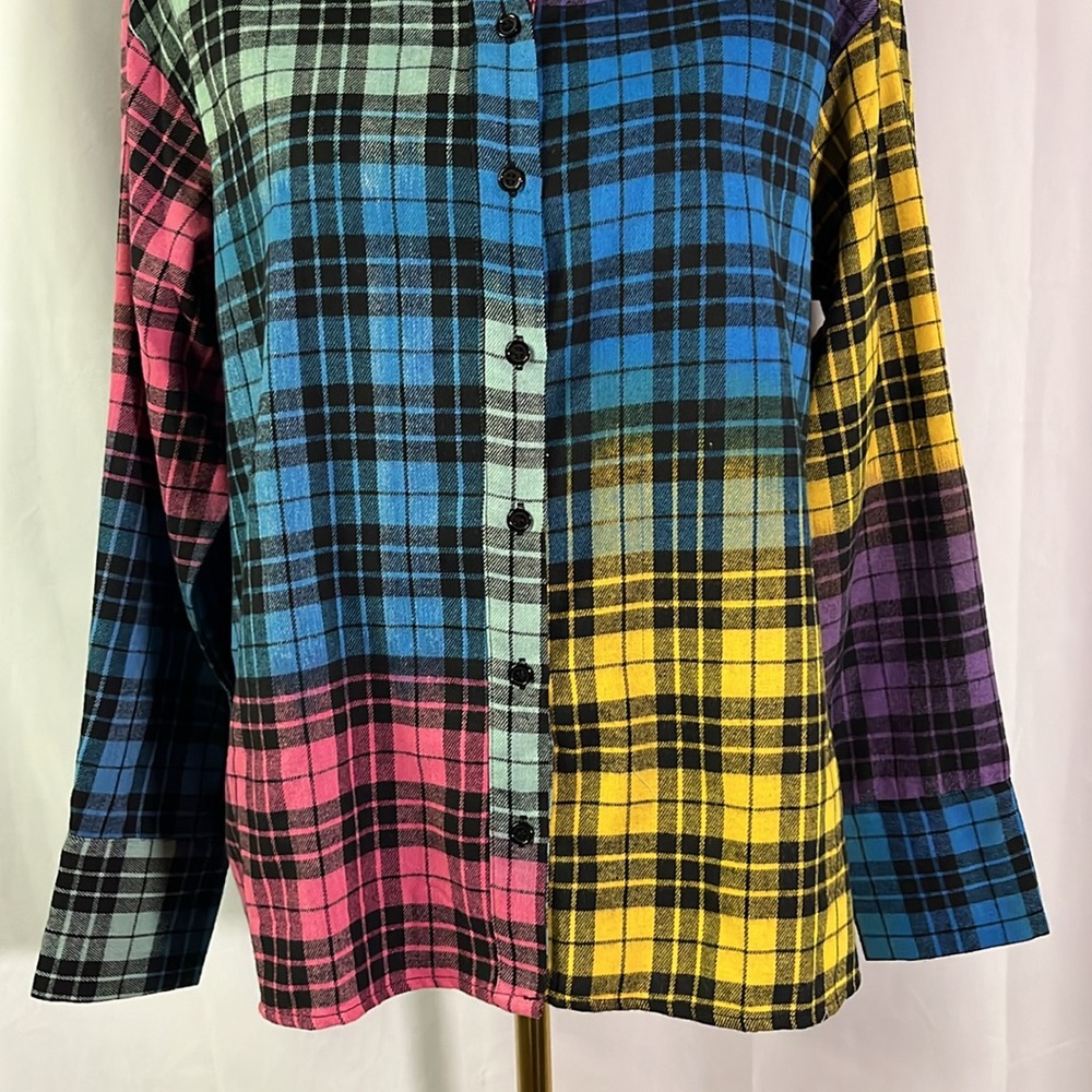 NWT Cider Multicolor Plaid Patchwork Oversized Bu… - image 7
